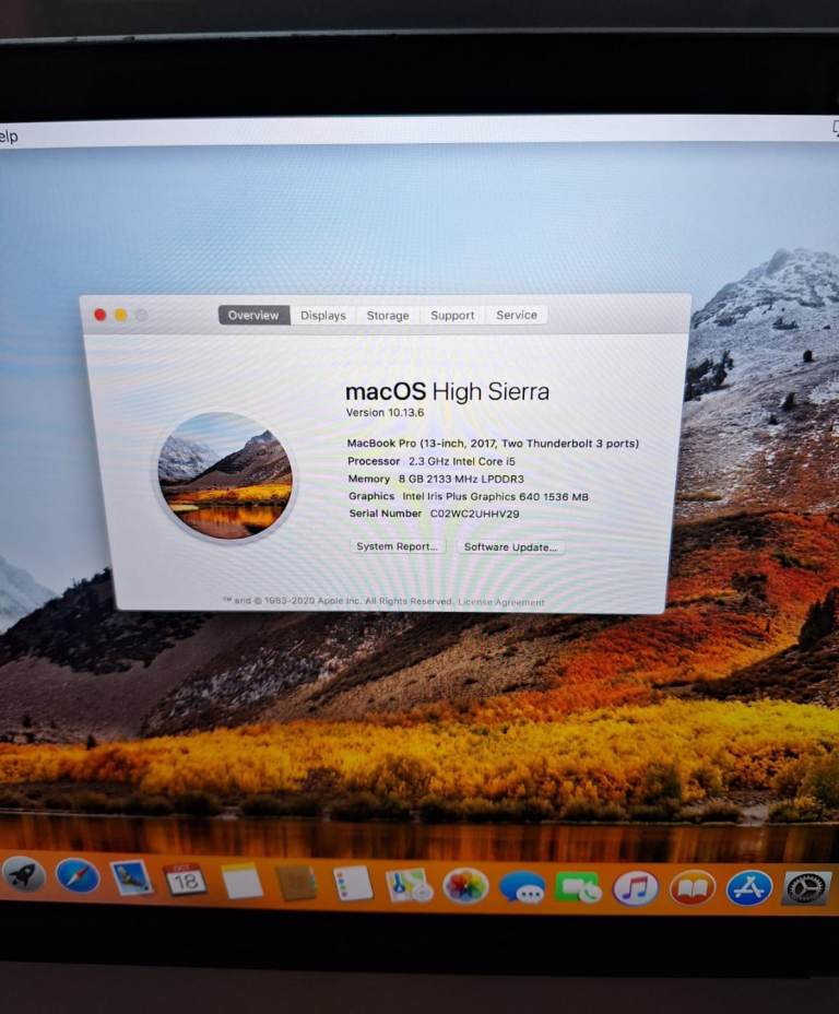 MacBook Pro (13Inch, 2017,I5 Intel core Processor, Two thunderbolts , 3 Ports) 