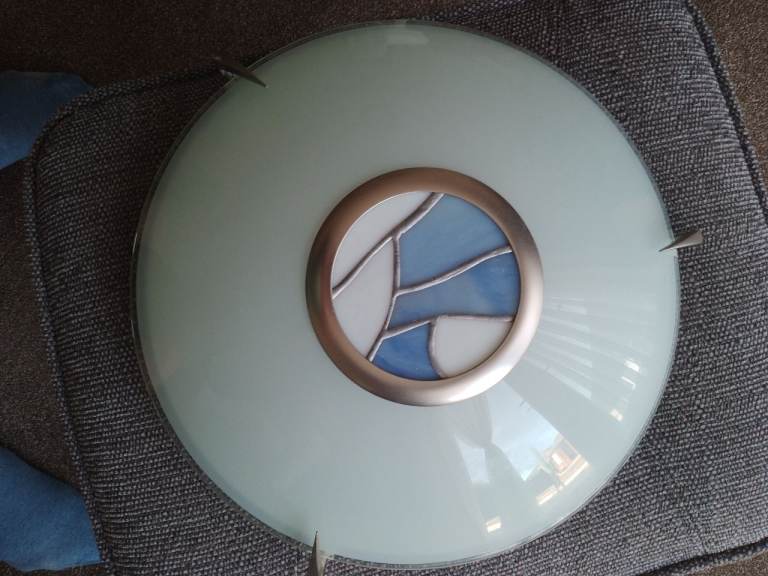 Ceiling Light Fitting with Stained Glass Detail – Good Condition