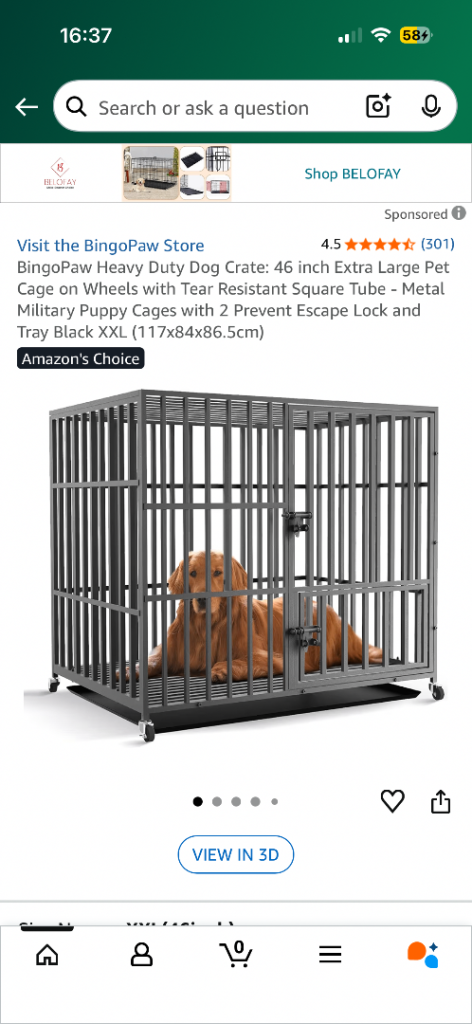 Bingo Paw XXL Dog Cage Crate 46” Brand New