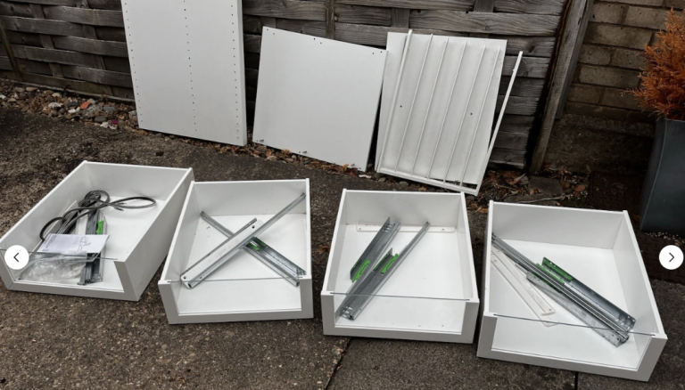 4 IKEA Komplement PAX Wardrobe White Glass Front drawers FREE DELIVERY 164