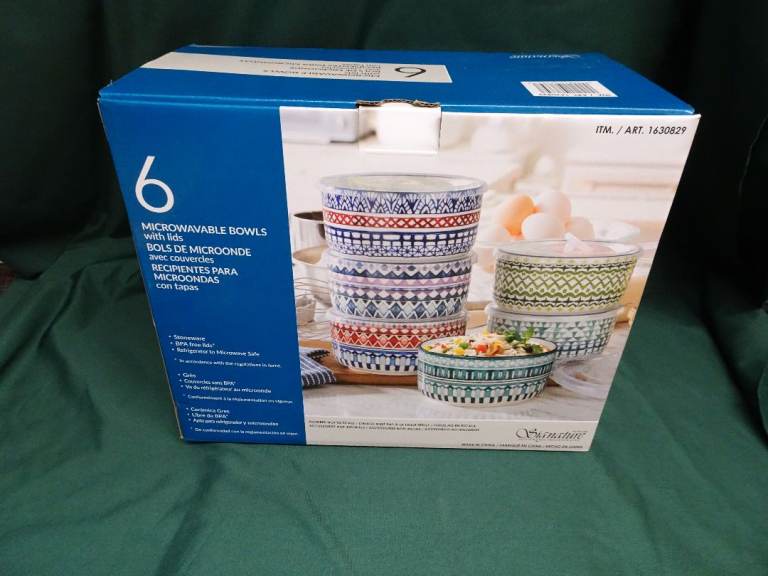 image for Signature Stoneware Bowl Set with Vented Lids Microwave Safe 6 Count 21oz Bowls