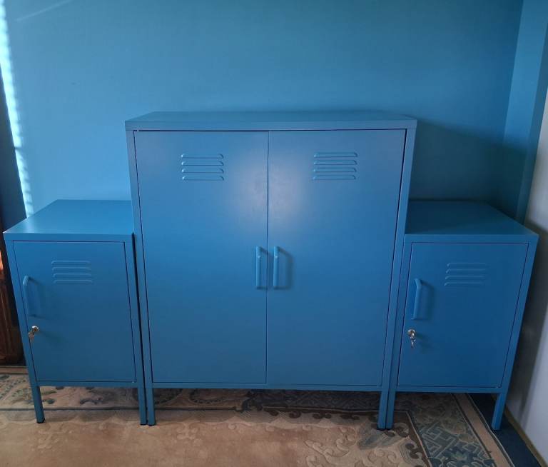 Bold Blue Bradford Storage Cabinet Bedside Locker Dunelm 