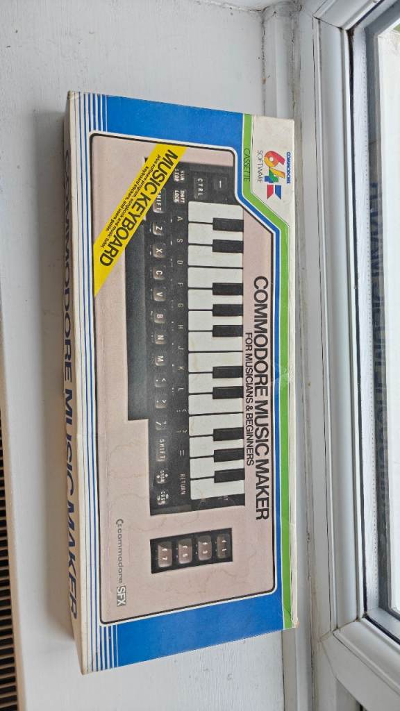 Commodore 64 music maker tape and cover with box
