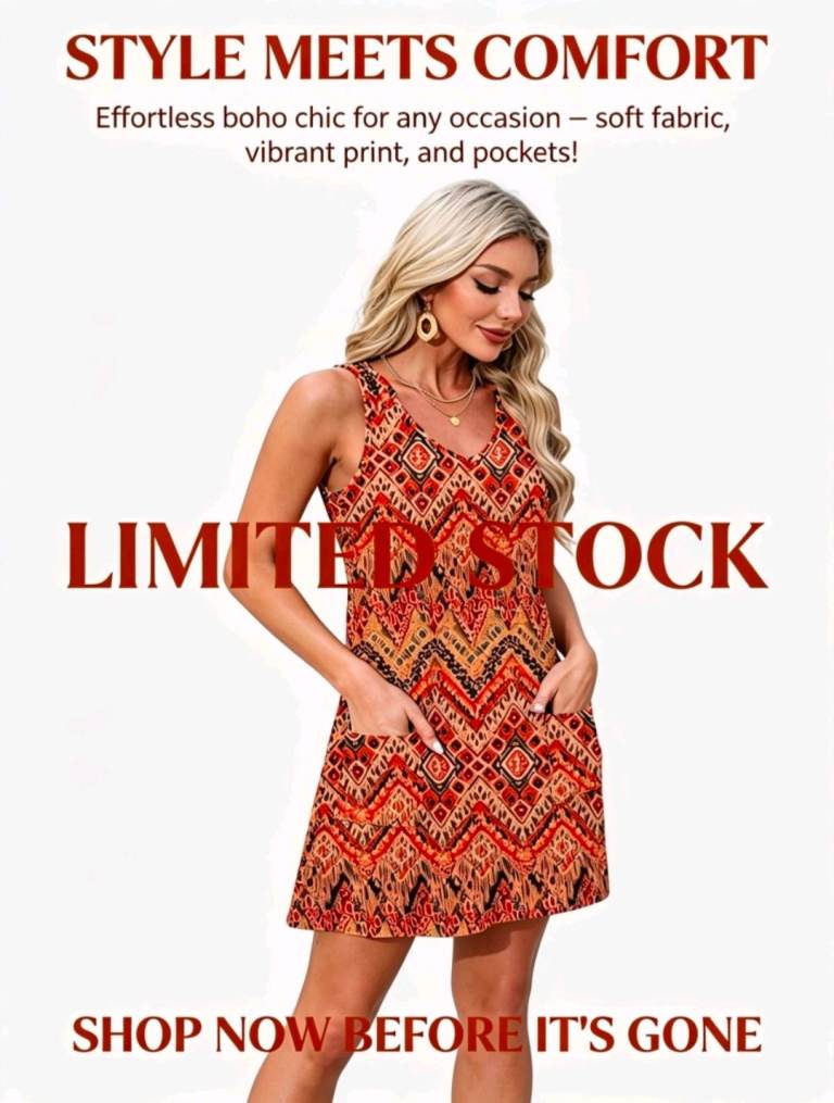 Aokosor Boho Summer Dress Sleeveless V Neck with Pockets beach coverup