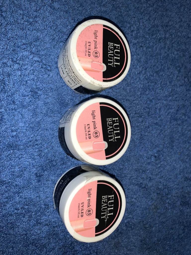 New 3 x Full Beauty Gel UV/LED Light Pink 15ml IP1