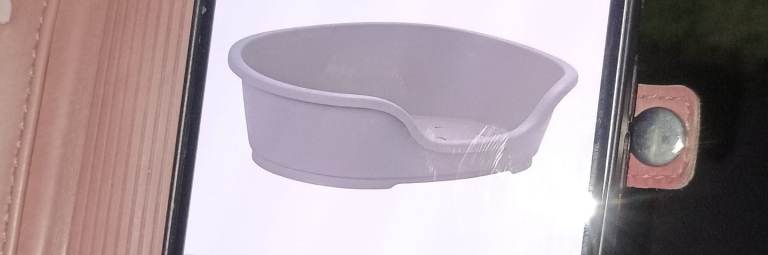 Grey plastic dog bed size 80cmx53cmx23cm