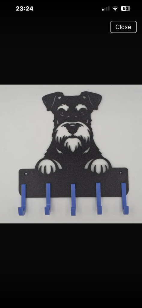 Schnauzer Dog Key Holder / Coat Hooks - New