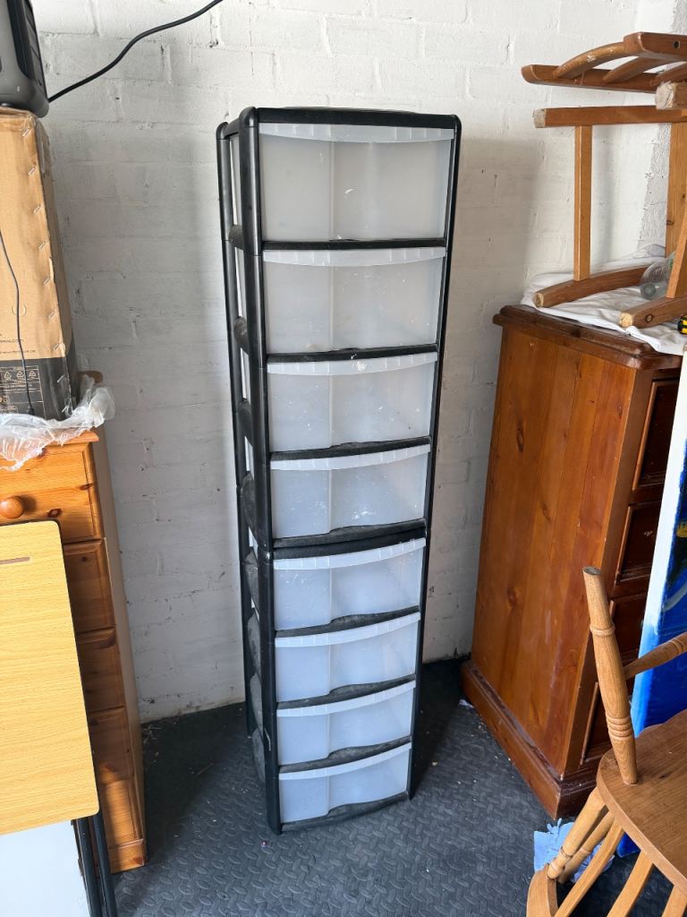 Plastic stackable storage drawers  