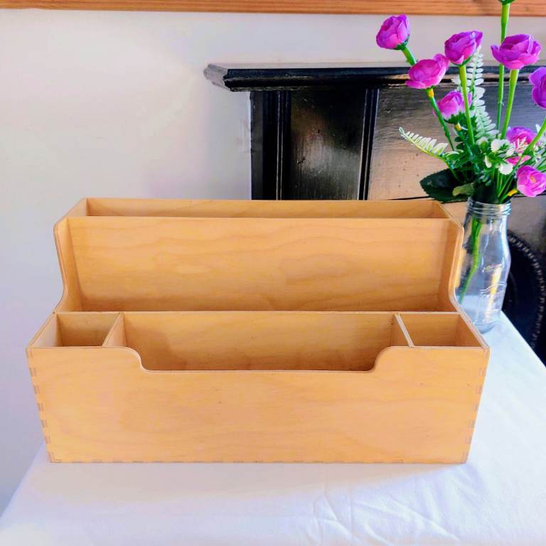 Vintage Ikea Birch Plywood Desk Tidy Organiser 