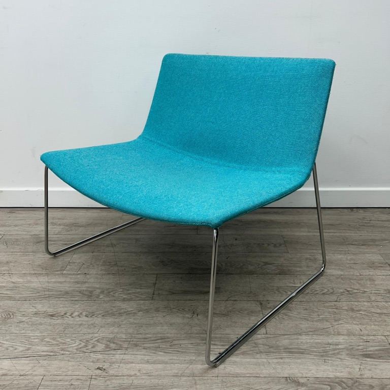 Arper Blue Lounge Chair Chrome Frame Designer Seating £179 + VAT