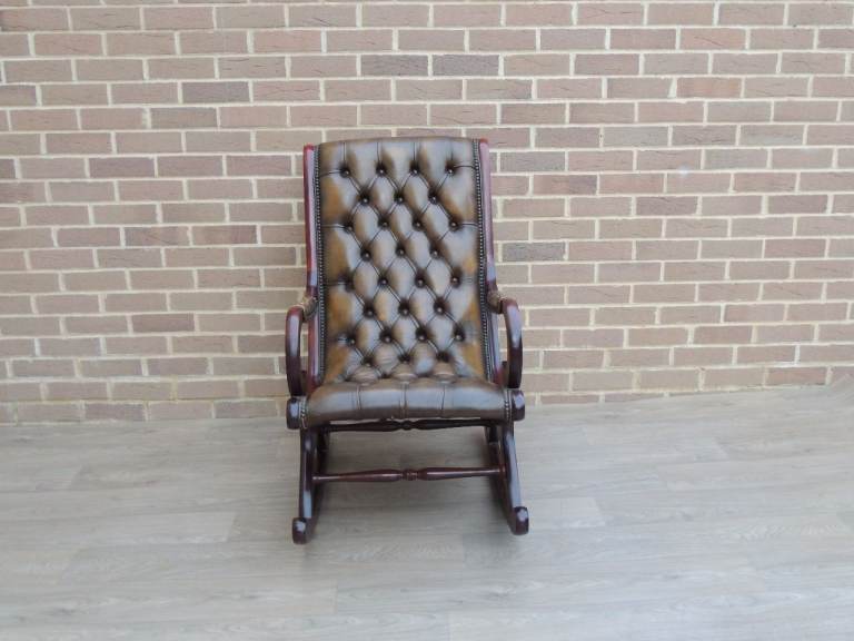 Whiskey Brown Chesterfield Rocking Chair (UK Delivery)