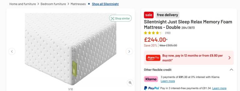Silentnight Just Sleep Relax Memory Foam Mattress - Double