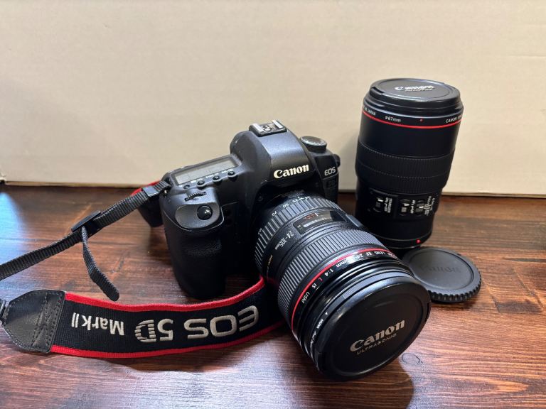 Pro Canon 5D Mark II Full Frame Kit: EF 100mm Macro L, 24-105mm L, BG-E6 Grip