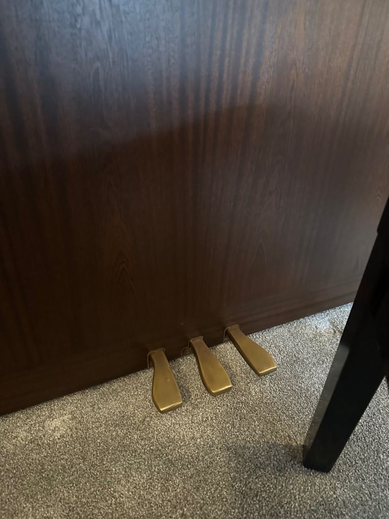 REDUCED - Stunning KEMBLE CLASSIC Satin Mahogany Upright Piano and Hinged Piano Stool - Like New