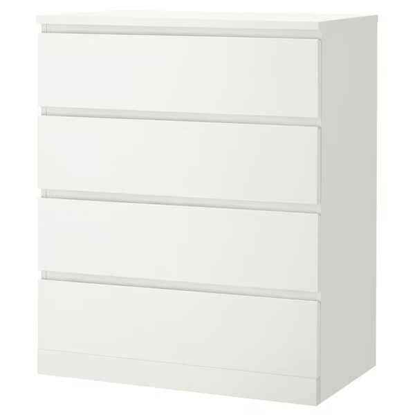IKEA Malm Chest of 4 Drawers, White, 80cm Wide x 100cm High x 48cm Deep