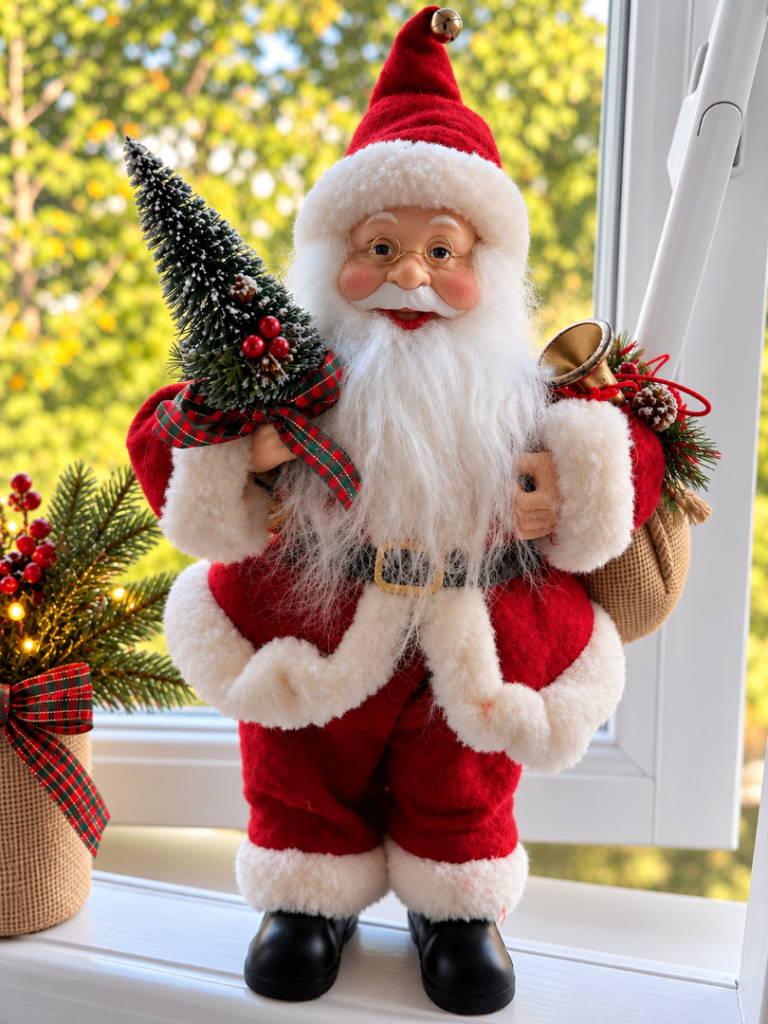 Lovely Santa Claus Christmas Decoration Figure with Tree and Sack (New with tag)