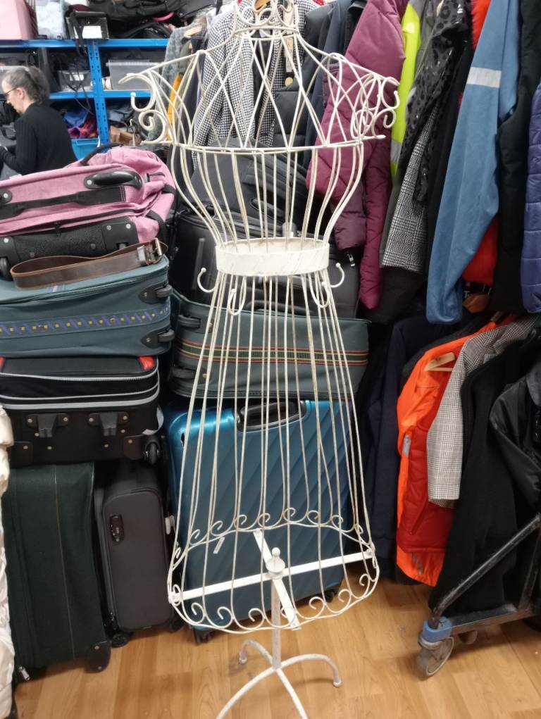 Cream mannequin metal with hanging hooks full size