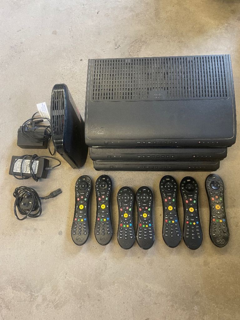 Ex VM Cisco Black TV Boxes with Remotes and Power Supplies