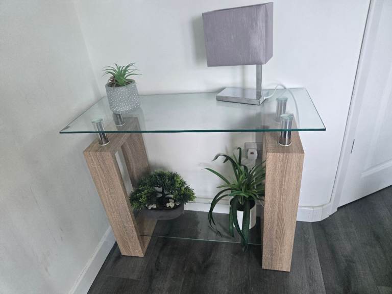 Beechwood & Glass Console Table