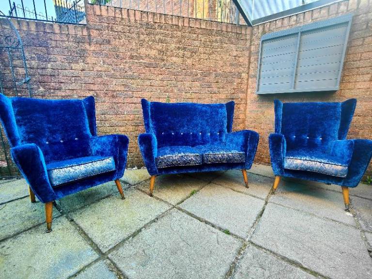 Velvet Sofa Set – Wingback Suite (3 Piece)