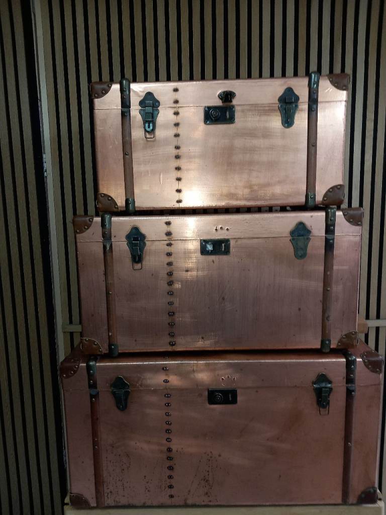 Shabby chic copper colour storage boxes 