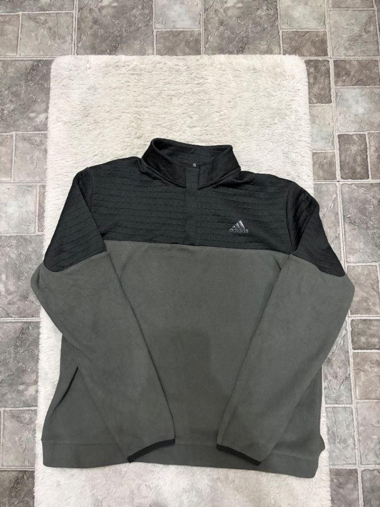 Adidas Men's Black and Grey Fleece Jumper – Good Condition
