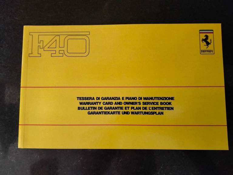 Ferrari F40 warranty book service 