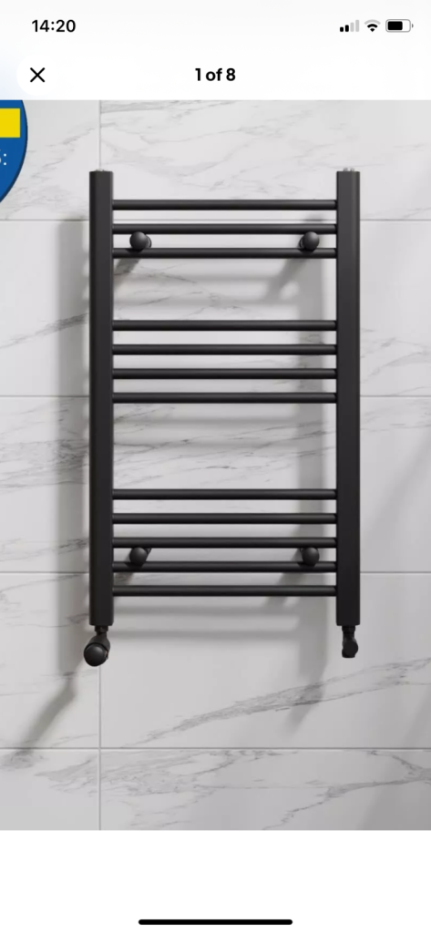 Radilux Heated flat Towel Rail - Matt black 