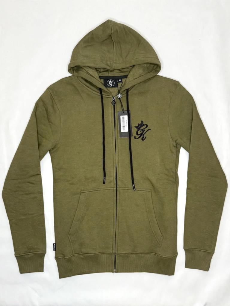 Gym King Khaki Green Zip-Up Hoodie – Brand New with Tags