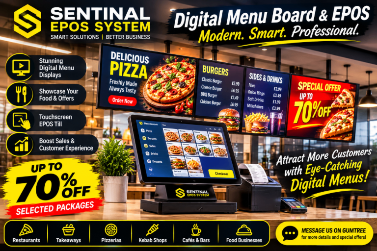 DIGITAL MENU BOARD & EPOS SYSTEM – SPECIAL OFFER! UP TO 50%–70% 