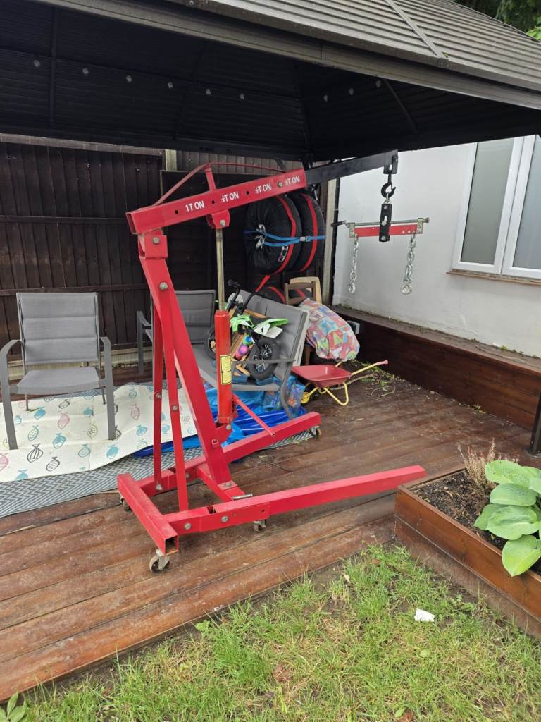 1 Ton Hydraulic Folding Engine Crane Hoist Lift Stand 1000kg Garage Workshop