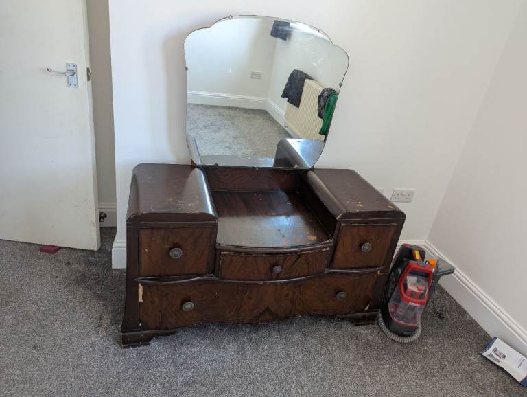 Vintage Wooden Dressing Table with Mirror
