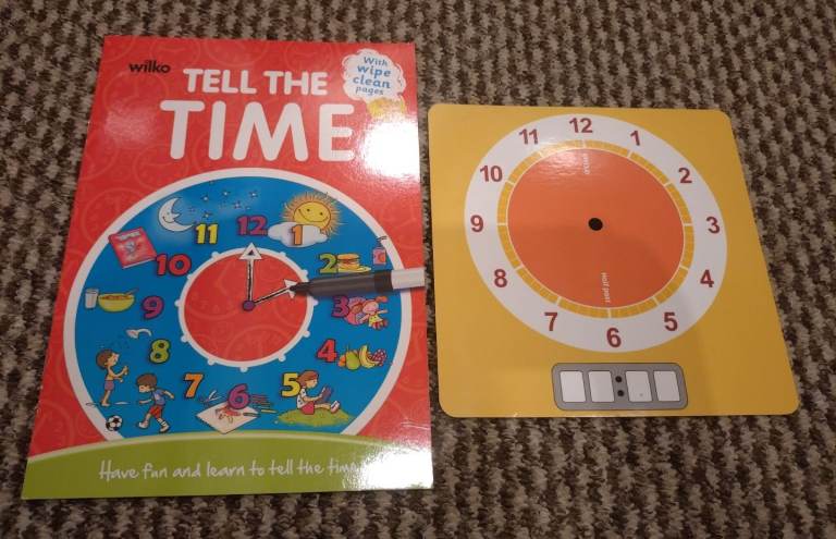 Wipe Clean Tell The Time Book & Clock