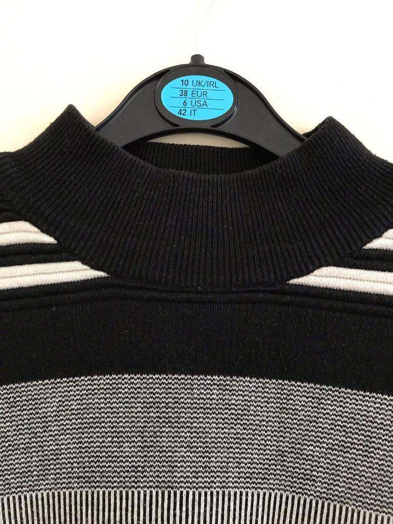 Thick chunky NEW LOOK warm stripe monochrome high neck jumper 