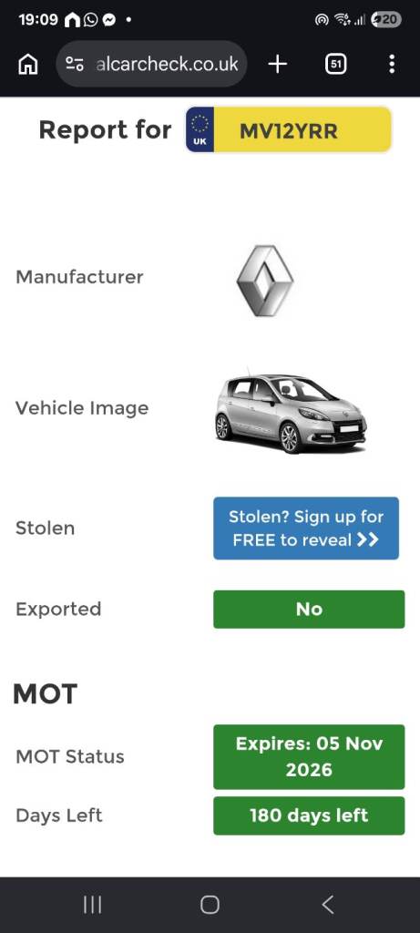 Renault, SCENIC, MPV, 2012, Manual, 1461 (cc), 5 doors