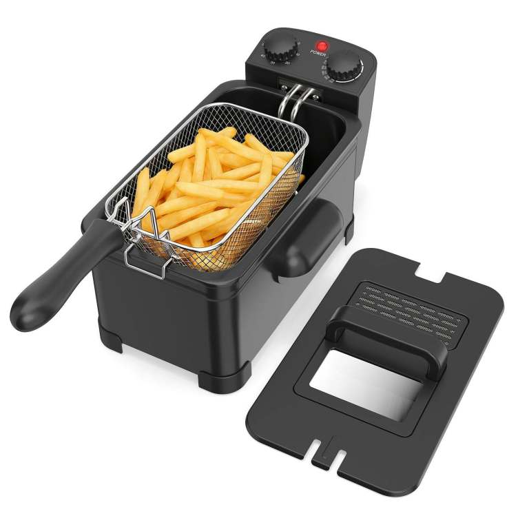 Black 3 Litre 2000W Electric Deep Fryer Detachable Frying Basket Cooking Food Chips BRAND NEW Boxed
