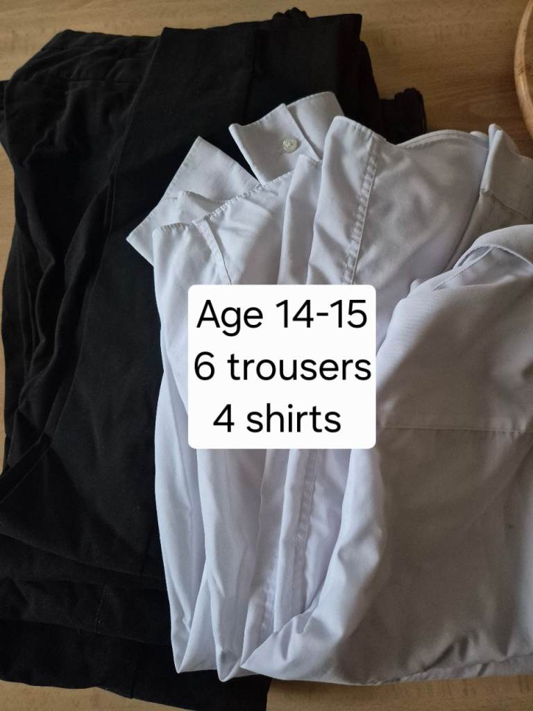 Age 14-15 boys' school uniform 6 trousers and 4 shirts bundle
