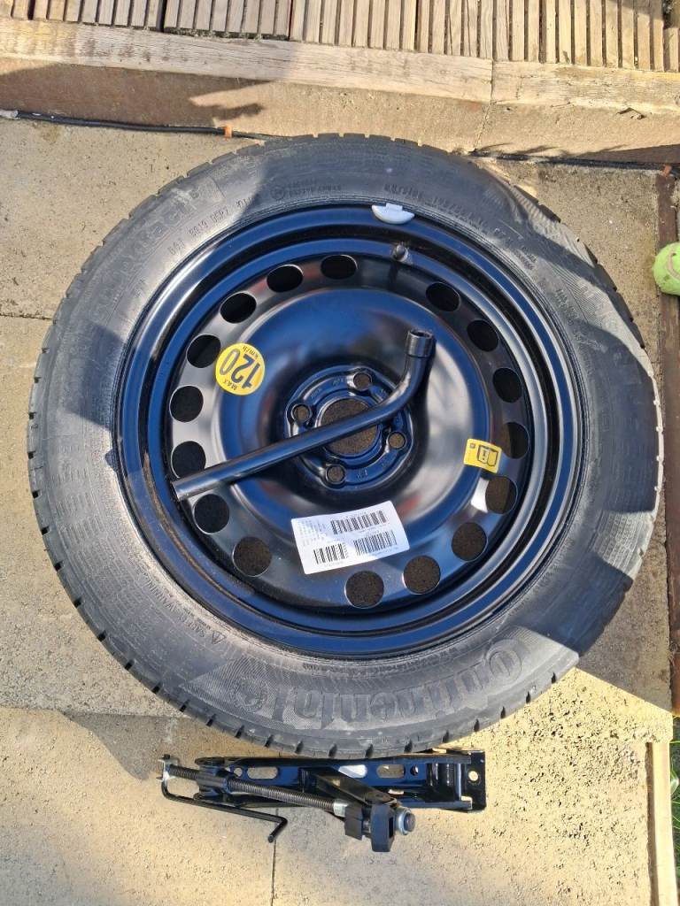 Vauxhall corsa Spare full tyre, jack and wheel nut remover