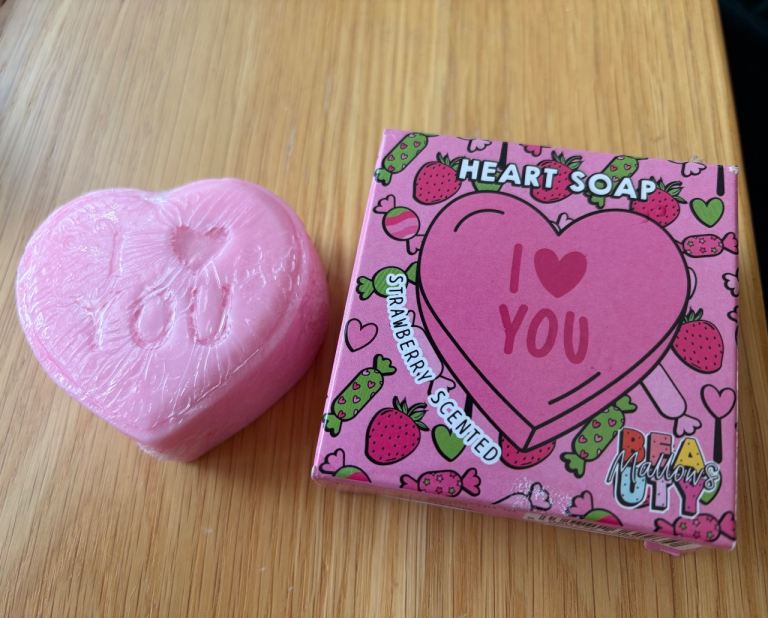 I love you heart strawberry scented soap in box. New, wrapped. £2