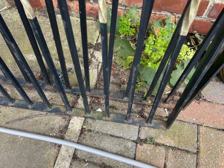 Pair of black metal gates