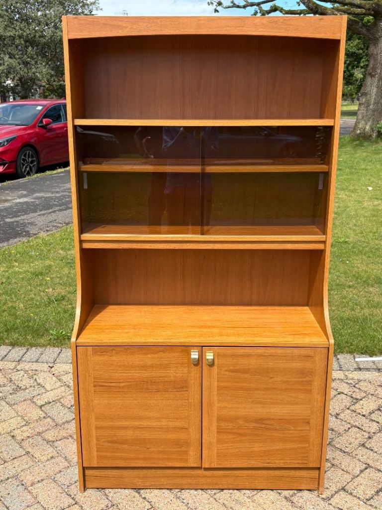 Wooden Bookcase with Display Cabinet and Storage – Good Condition
