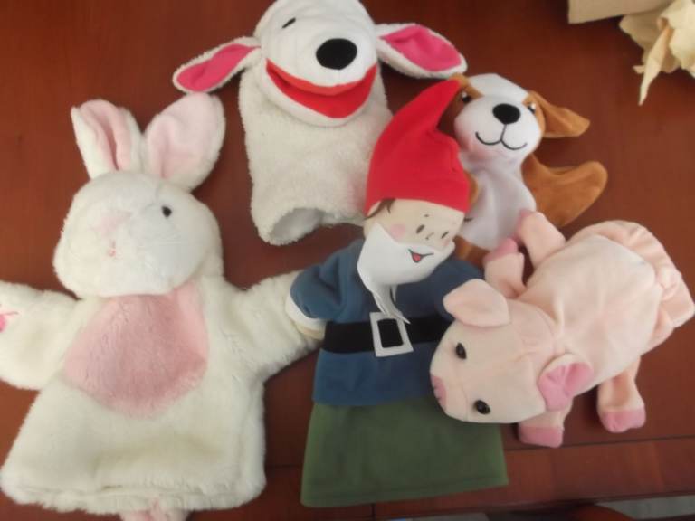 Hand Puppets Dog Piglet Lamb Gnome Rabbit x 5 LOT