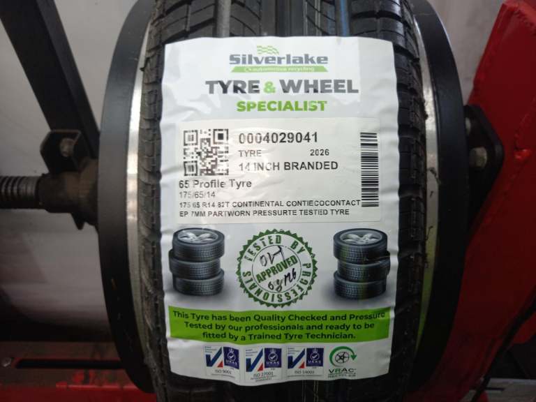 175 65 R14 82t Continental Contiecocontact Ep 7mm Partworn Pressurte Tested Tyre