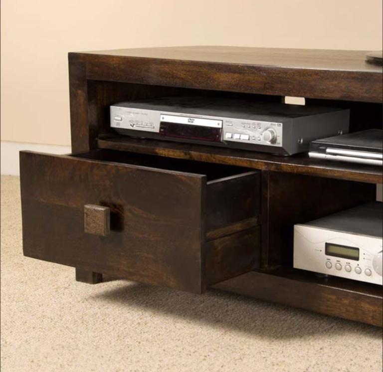 Dark mango solid wood tv stand 
