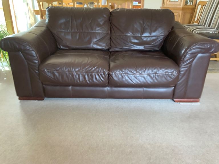 Two and Three Seater Brown LEATHER SOFAS - Excellent Condition