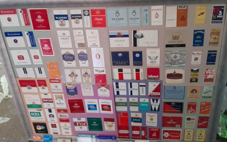 Framed Collection of Vintage Cigarette packet fronts