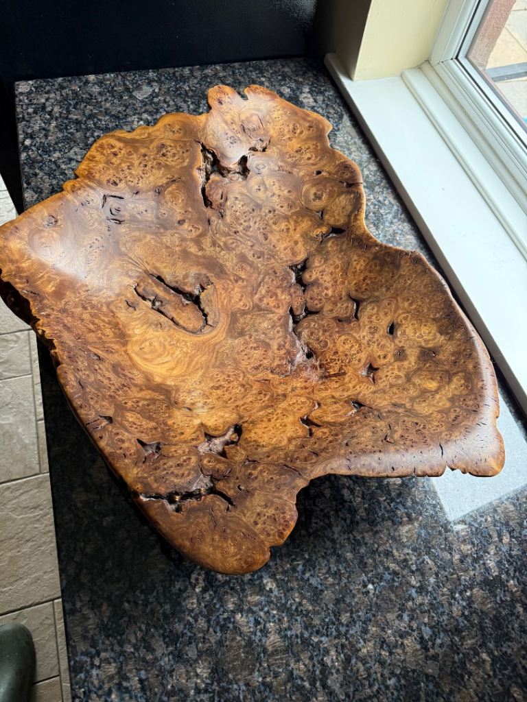 Large Wooden Burr Bowl – Unique Home Decor