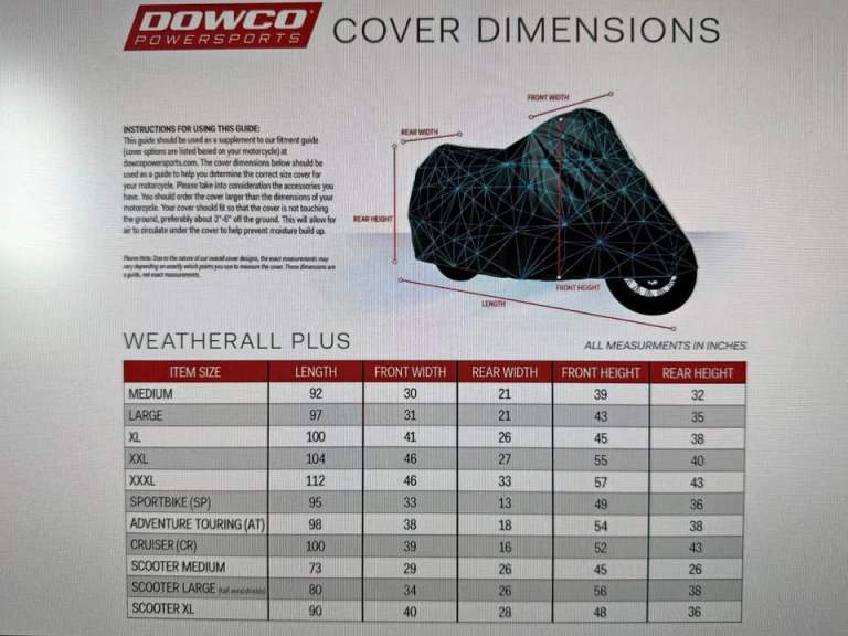 Dowco waterproof motorcycle cover