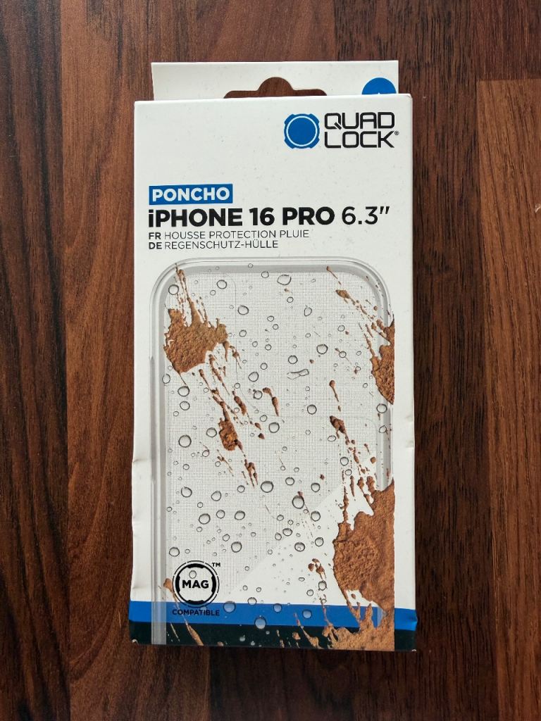 Quad Lock iPhone 16 Pro 6.3" Poncho Rain Cover - NEW