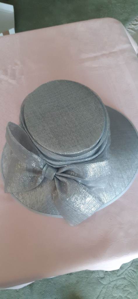 Elegant  silver/ bluey  grey Formal Hat – Perfect for Weddings or Events